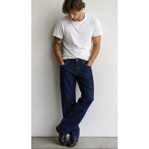 Jacob David Collection Men's 36 Dark Wash Straight Leg Premium Denim Button Fly